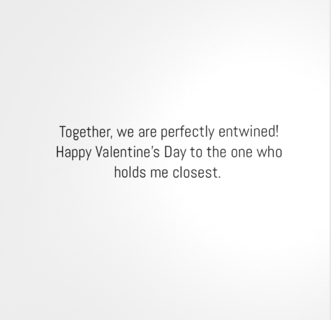together, we are perfectly entwined! Happy Valentine's day to the one who holds me closet.