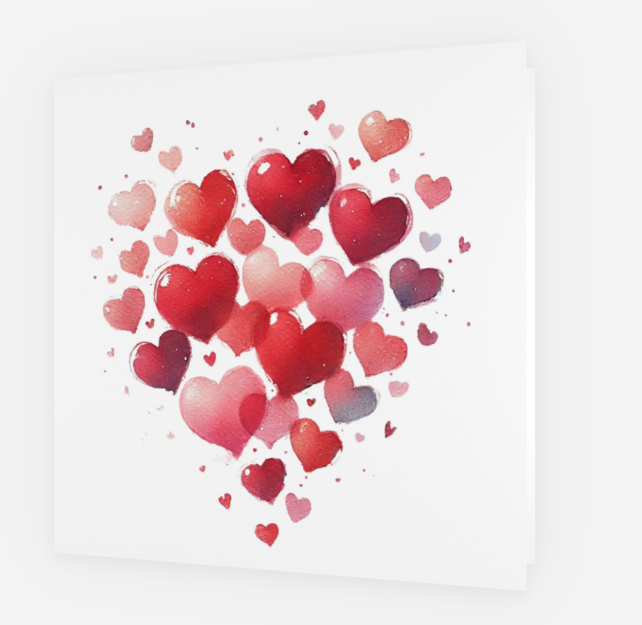 Watercolor hearts in various colors